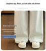 2026 Autumn/Winter Velvet High-Waisted Woolen Wide-Leg Floor-Length Pants for Women