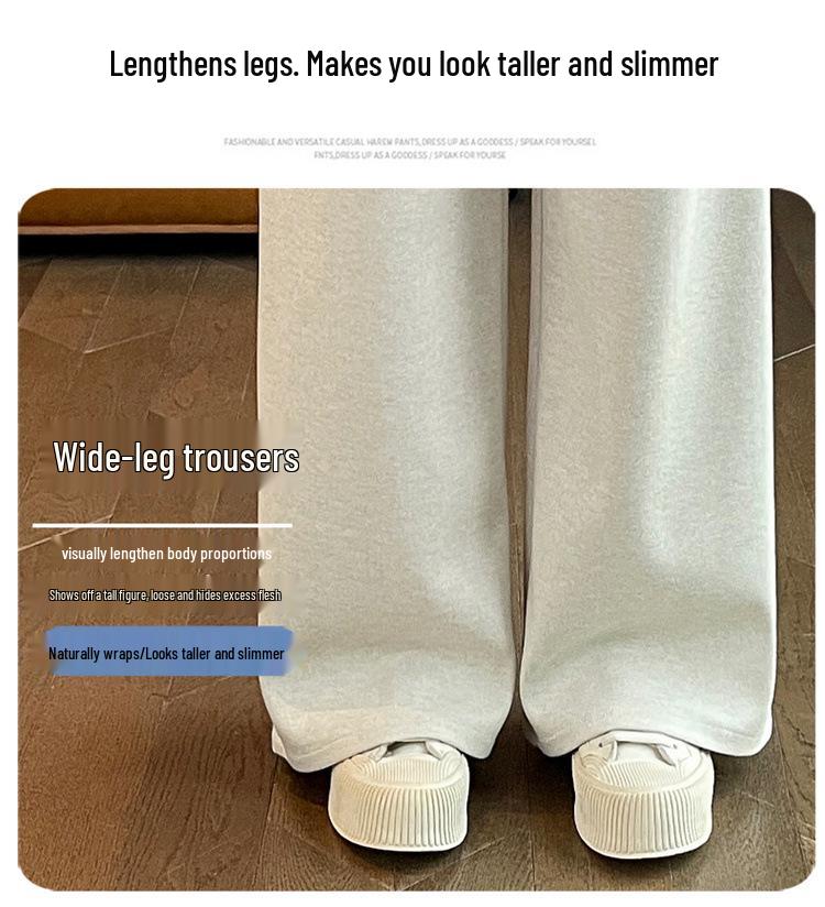 2026 Autumn/Winter Velvet High-Waisted Woolen Wide-Leg Floor-Length Pants for Women