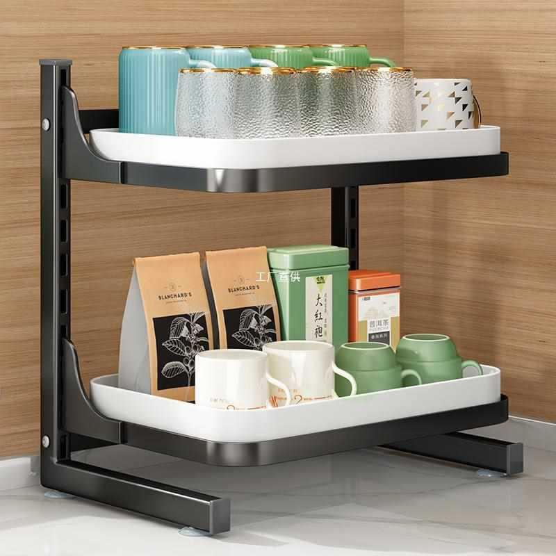 Adjustable 6-Tier Metal Cup Organizer Rack Countertop Or Wall Mount Modern Drinkware Storage Glasses Wine Cups Mugs