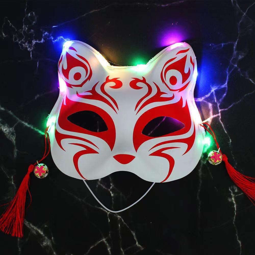 Rekvizity Half Face with Bells Kitsune Masky Zářící masky Kostýmy Party Mask Maska pro kočky Cosplay Rekvizity