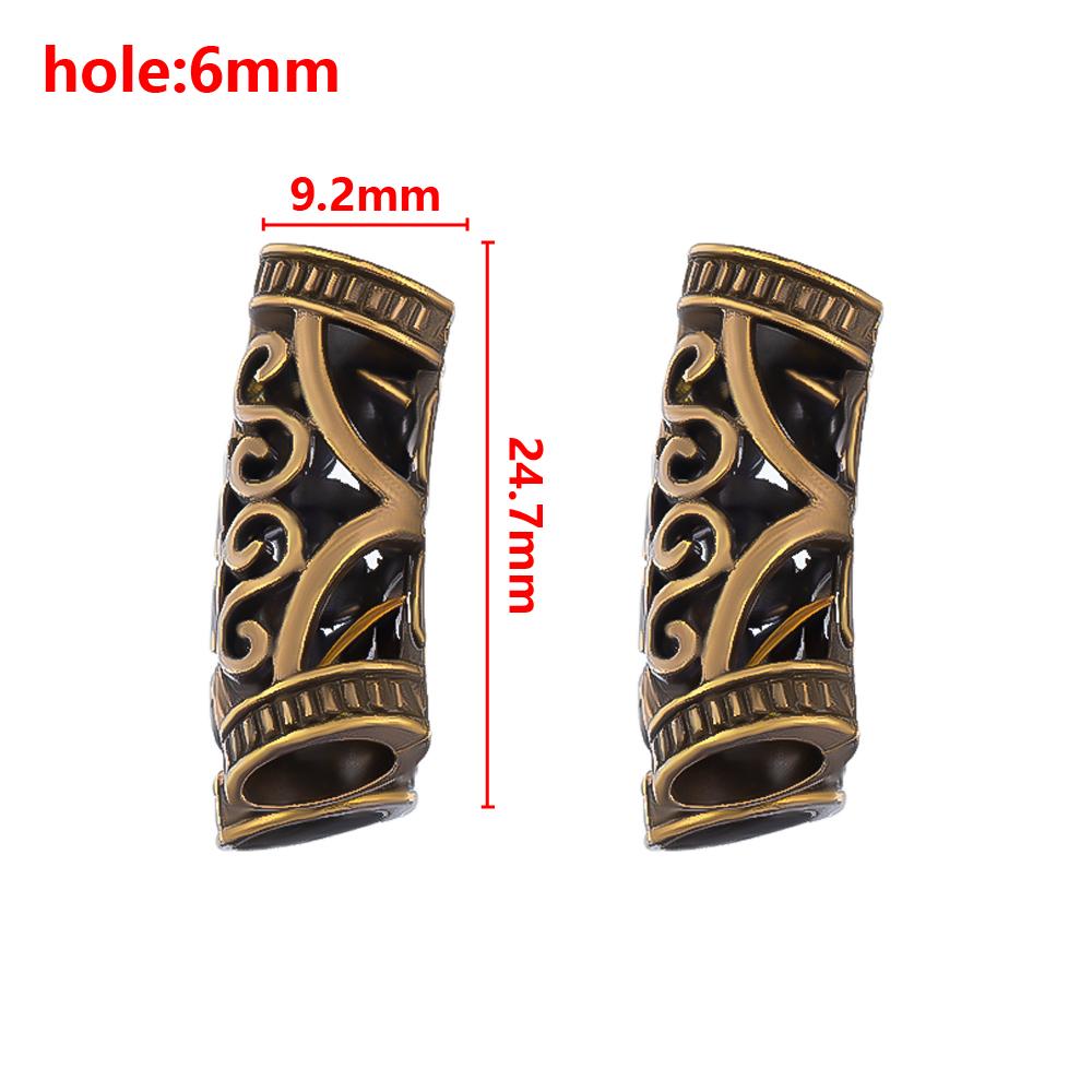 

10pcs Hair Braid Tube Metal Hollow Runes Beads for Jewelry Making Dreadlock Beard Bead Tube Spacer Big Hole Bead DIY Accessories 10pcs