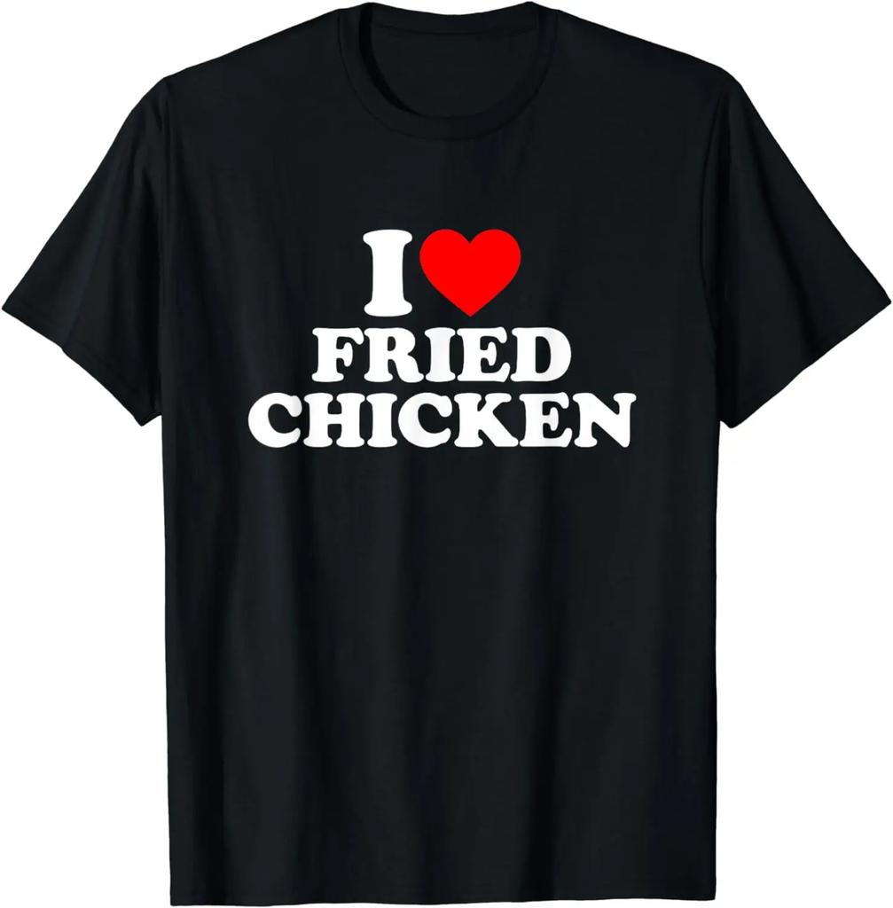 I Love Fried Chicken TShirt I Heart Fried Chicken Food TShirt Graphic T Shirts Men Clothing Tops Streetwear Camisetas