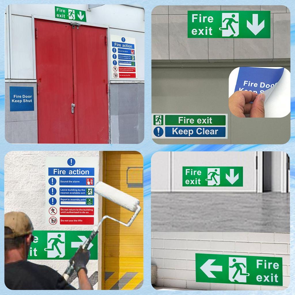 Exit Sign Safety Exit Sign Sticker 7 Piece Fade Resistant Decal Survival Sticker For Industrial Outdoor Door Men Women Elderly