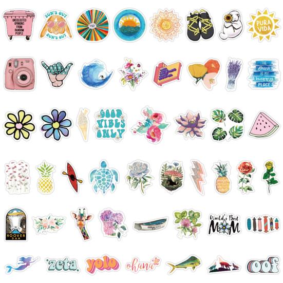 100Pcs Graffiti Stickers Various Summer Holiday Decorative Cute Decals Laptop Luggage Journal Album Scrapbook Refrigerator Stickers Gift