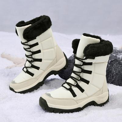 New Snow Boots Winter Warm Medium Boots Piled Thickened Cotton Shoes Large Size Shoes