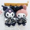 Cute Plush Cartoon Backpack For Girls Soft Material Zipper Closure Spacious Interior Black Pink