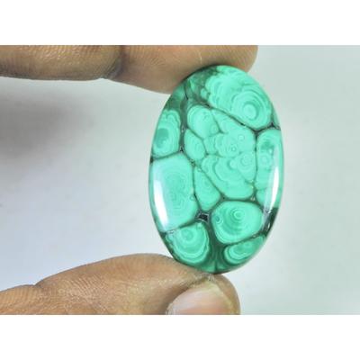 21X34X3MM Natural Malachite Flower Design Oval Cabochon Loose Gemstone 35Cts D-502