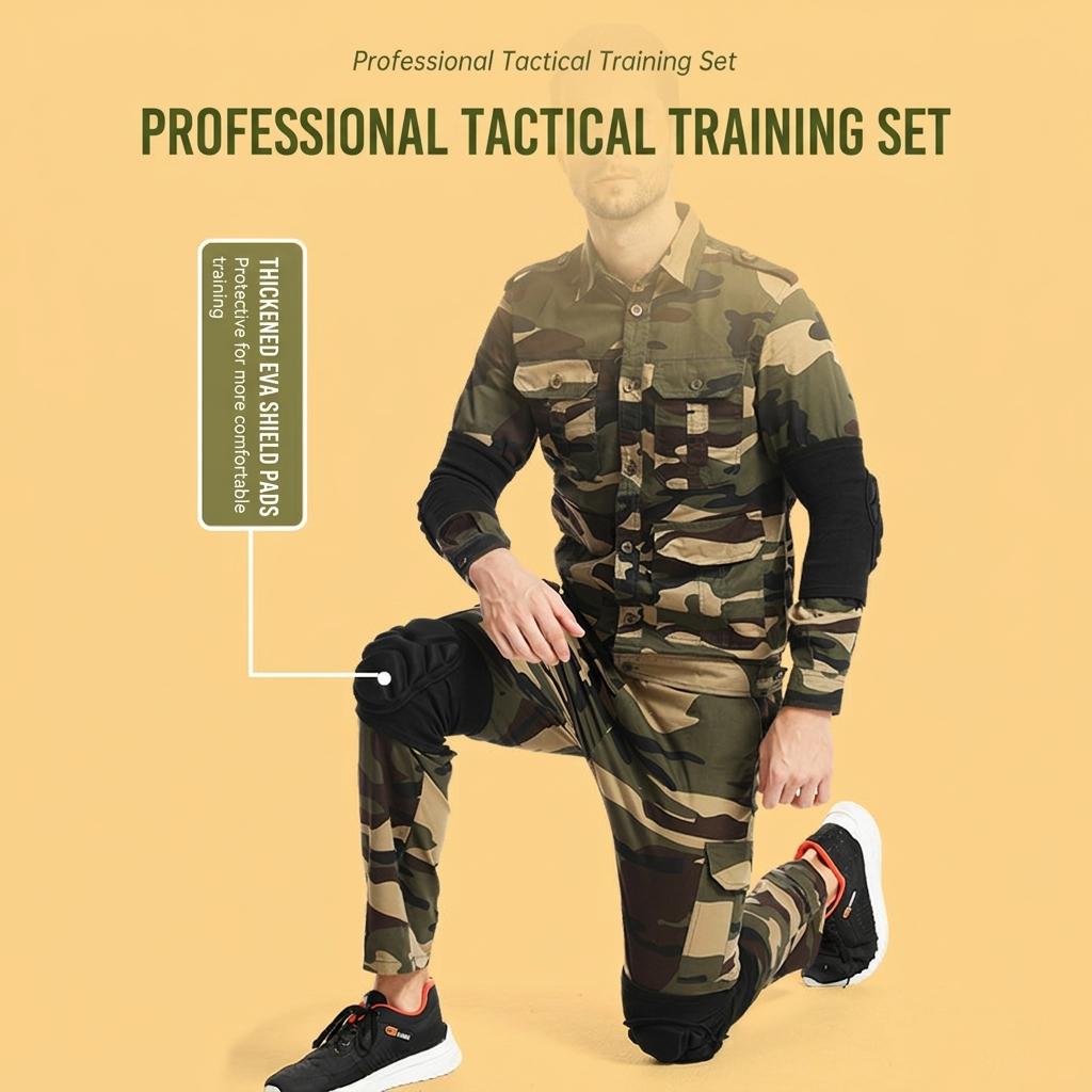 Professional Tactical Knee Pads Set Thickened Padding for Crawling Climbing Combat Training Outdoor Protective Gear for Men New