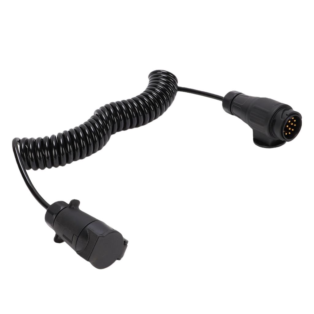 13 Pin Plug to 7 Pin Socket Trailer Power Extension Cable 9.84FT Coiled Trailer Wiring Adapter for RVs Trailers