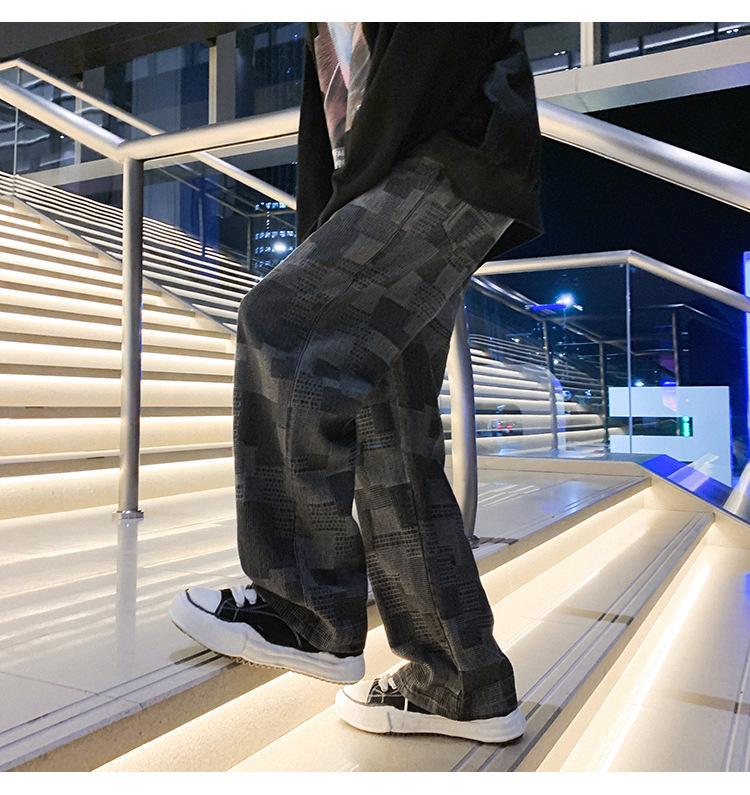 Herrenjeans im Hongkong-Stil, locker mit weitem Bein: Frühlings-Freizeit-Unregelmäßige Quadratische Wischhose