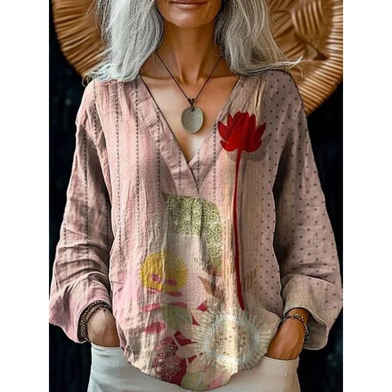 BITCED Women's Fashion Casual Long Sleeve V Neck Blouses & Shirts