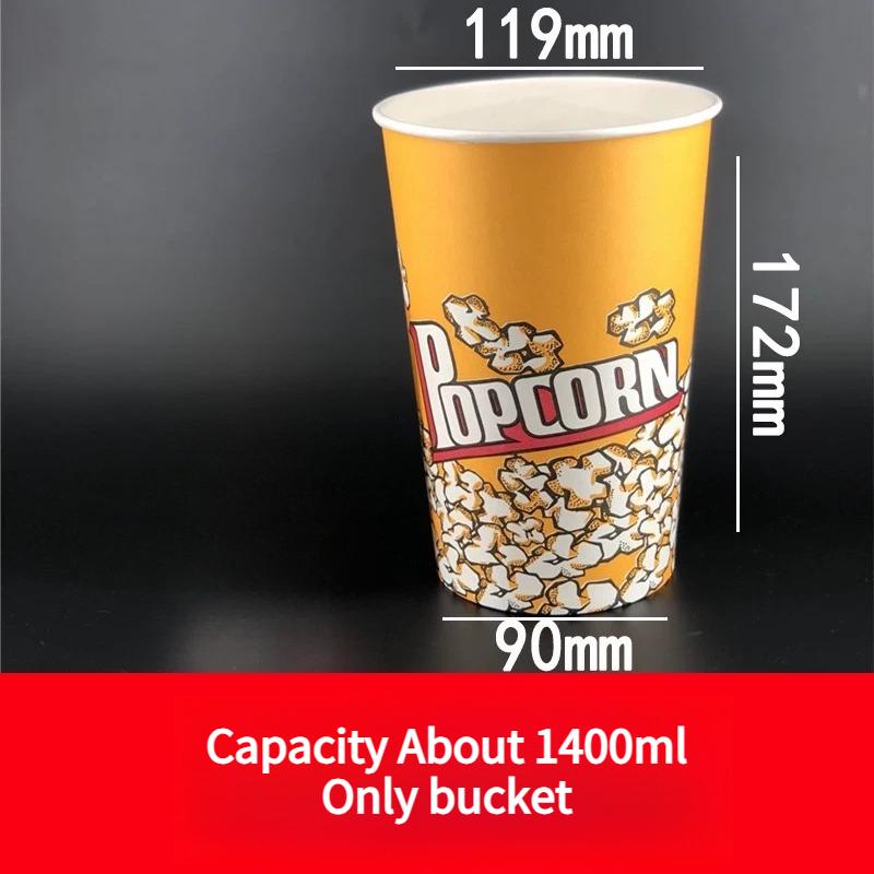 Large Capacity Popcorn Bucket Disposable Food Grade Paper Bucket Thickened Packag Box for Cinemas Oil Proof and Leak Proof Snack Packaging Container