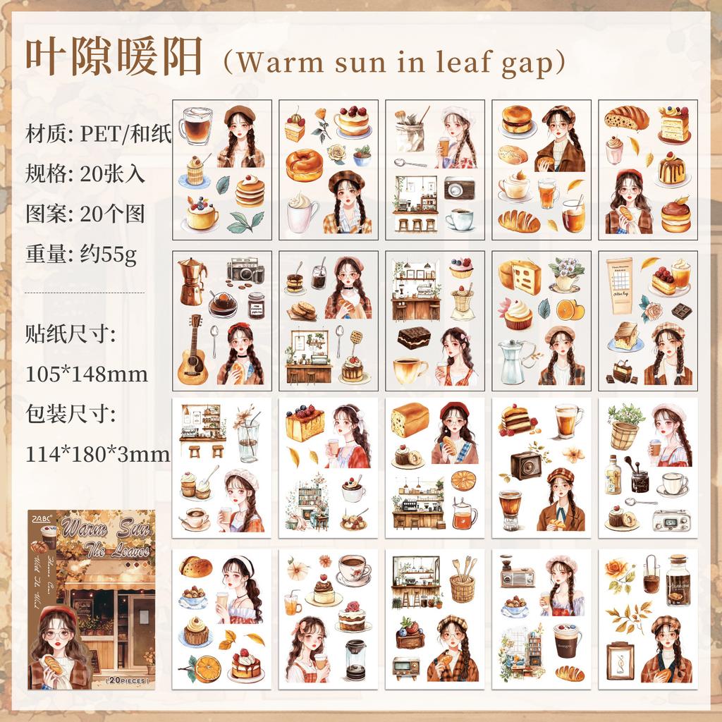 Cute Girl PET Sticker Book - 20pcs Cartoon Character Die-Cut Decals for Journal & Scrapbooking