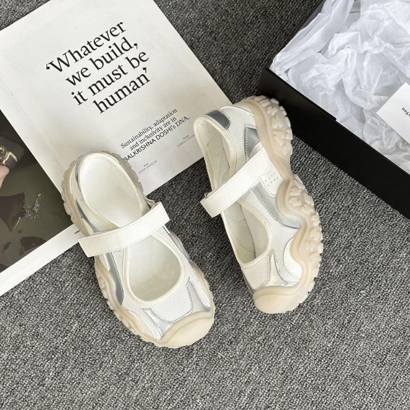 Thick-soled Velcro Sports Mary Jane Little White Shoes Women's Ugly Cute Big Head Shoes Casual Dad Shoes Summer Shallow Mouth Single Shoes