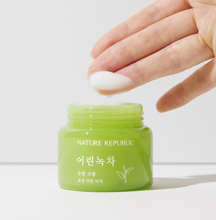Nature Republic Milde Grüntee-Creme – 55 ml | Beruhigende Feuchtigkeitspflege aus Jeju für empfindliche Haut