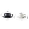 European Black  White Ceramic Coffee Cup Saucer Matte Stone Grain Breakfast Milk Mug Exquisite Afternoon Camellia Flower Tea Cup