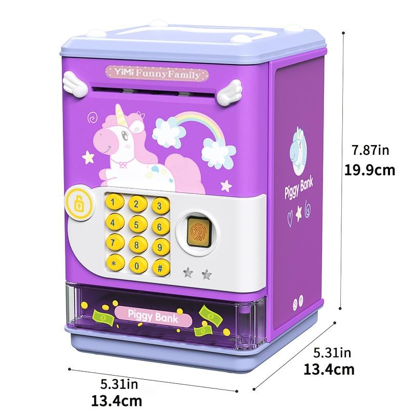 Electronic Fingerprint ATM Piggy Bank with Music for Boys Girls Unicorn Panda Bear Money Bank for Toddlers Kids Birthday Gift