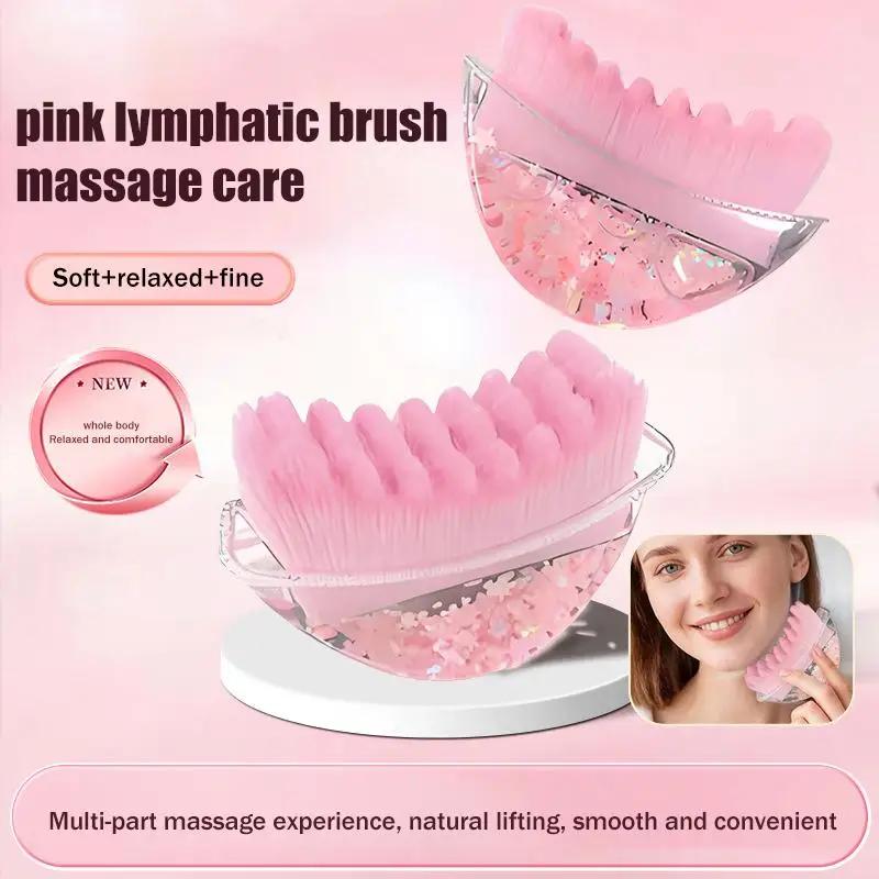 Portable Pink Lymphatic Face Brush for Contouring Sculpting Lifting Facial Drainage Massage At Home Spa for Women