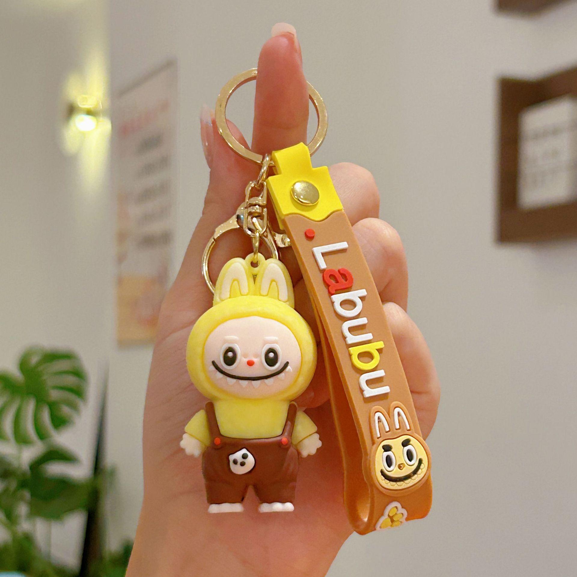 

Overalls Little Sheep Doll Keychain Rabub Doll Student Backpack Pendant Couple Pendant 6.8*3.3cm