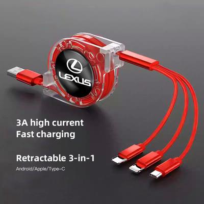 3 In 1 Micro USB Type C Charging Cable Multi Charger For Lexus FSPORT LBX NX RX 350h 450h ES UX 300e GS IS LS LX CT LC RC GX460