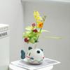 Ceramic Vase Cartoon Fish Hand-painted Wavy Pattern Flower Vase Colorful Fish Pot Terrarium Home Decoration Accessories