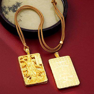 Collier de Paix Mazu de Meizhou Vietnamien - Pendentif Tianhou en Or Imitation pour Femme