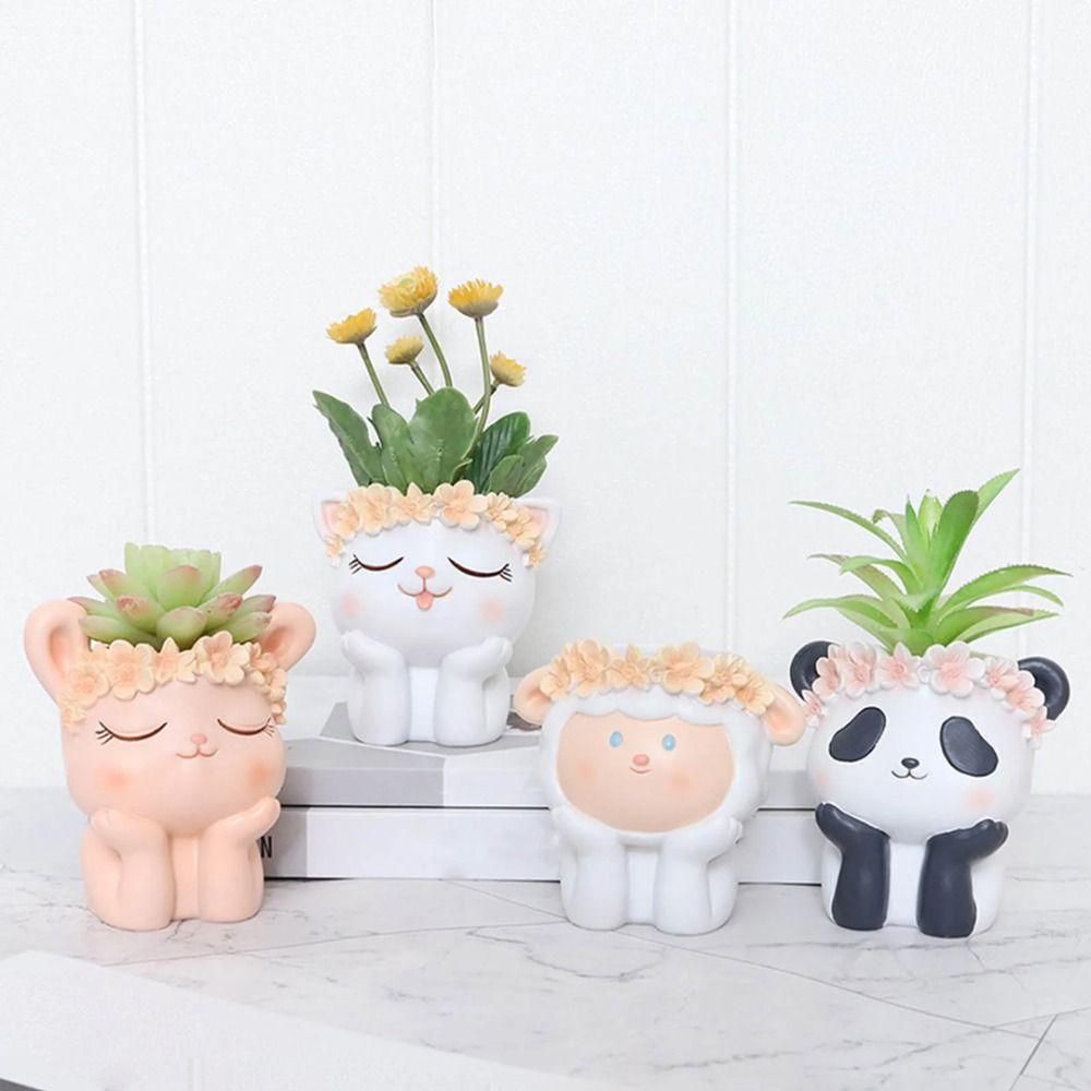 

Милый суккулентный цветочный горшок для животных, забавный держатель для ручек, статуэтки животных, кашпо для животных, комнатные растения