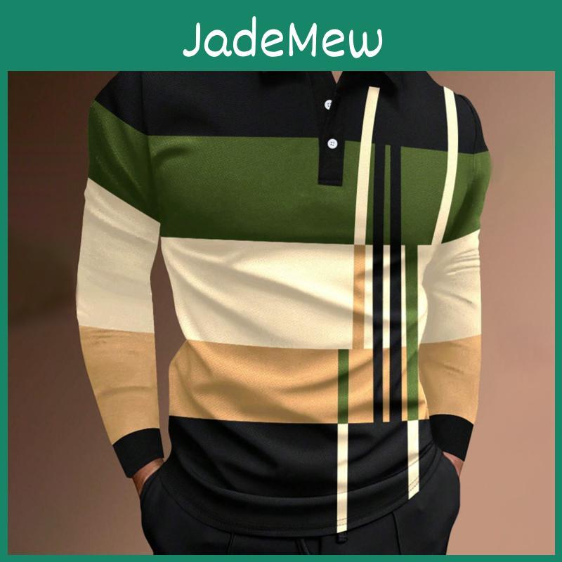 Autumn Men Spring Clothes Long Sleeve Fashion Tops Polo Shirt 3d Digital Print Casual Pullover Polo Shirt