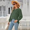 Spring Autumn Women's Blouse Shirt Lantern Sleeves Loose Round Neck Casual Pleated Tops