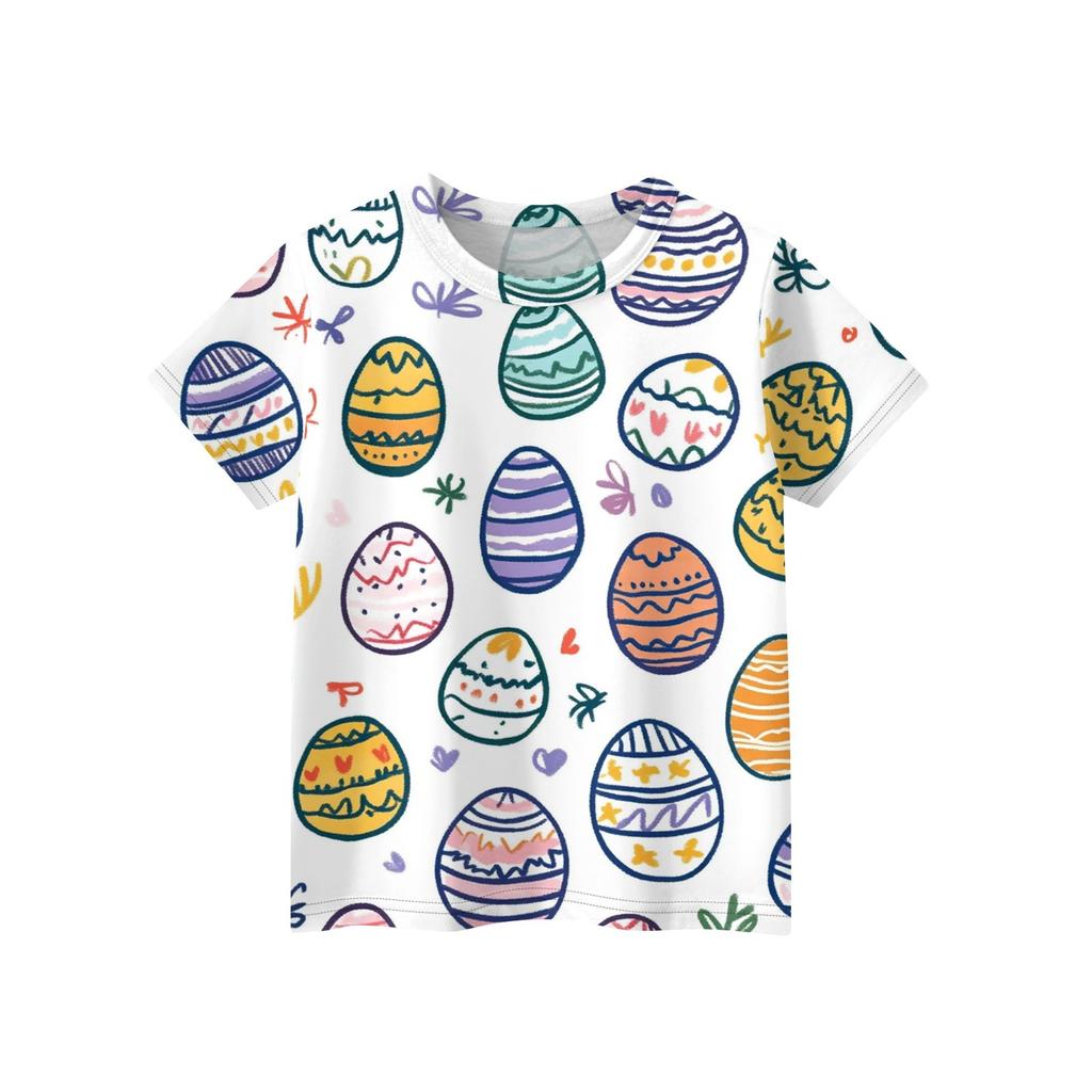 Dětská móda Ležérní tričko s krátkým rukávem s velikonočním potiskem a kulatým výstřihem