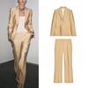 New Lapel Loose Long Sleeve Suit Coat 2731058 Viscose Blended Mid-Rise Straight-Leg Pants 2731060