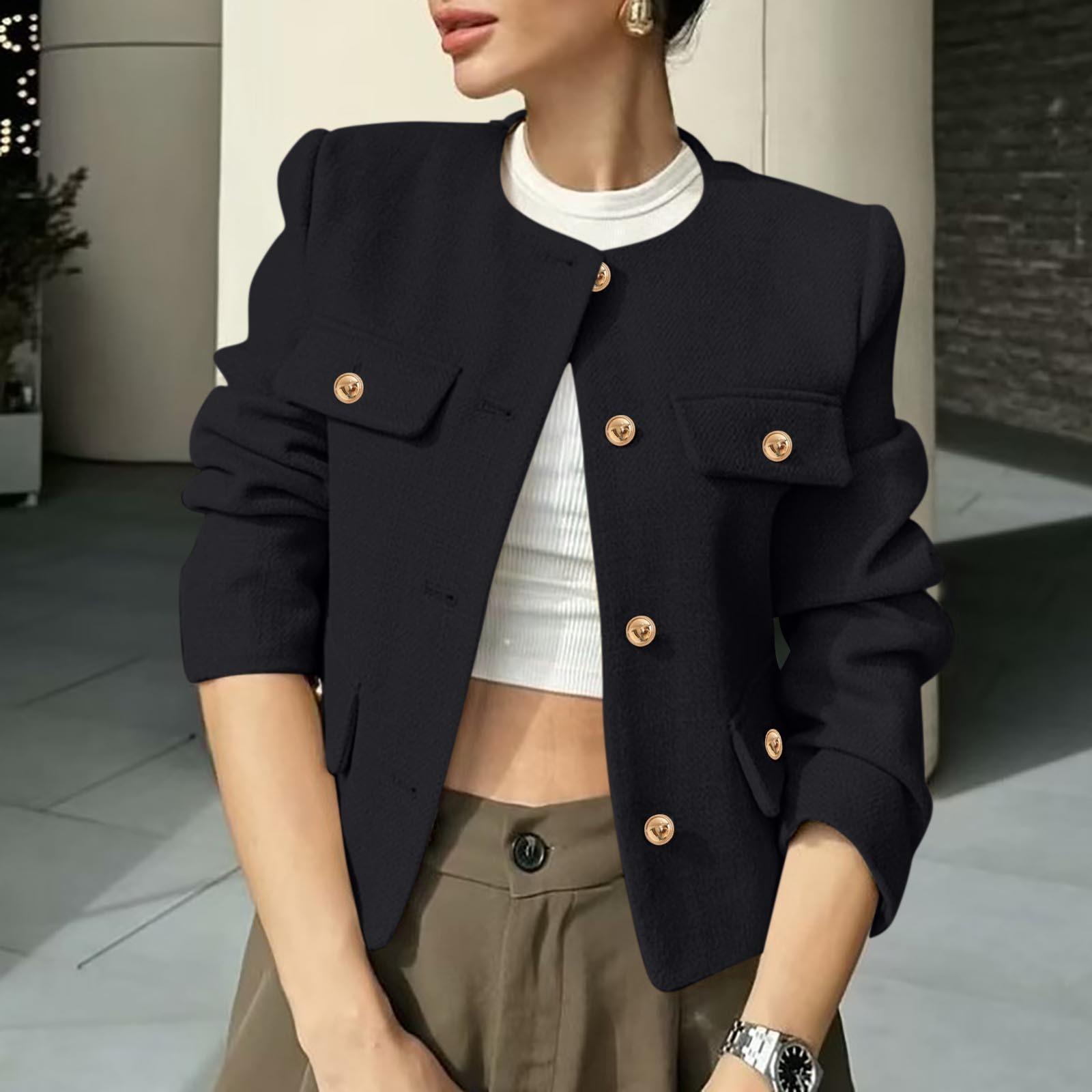 

Women s Faux Suede Button Jacket Oversized Gathered Hem Short Length Coat Casual Vintage Outerwear With Pockets L чёрный