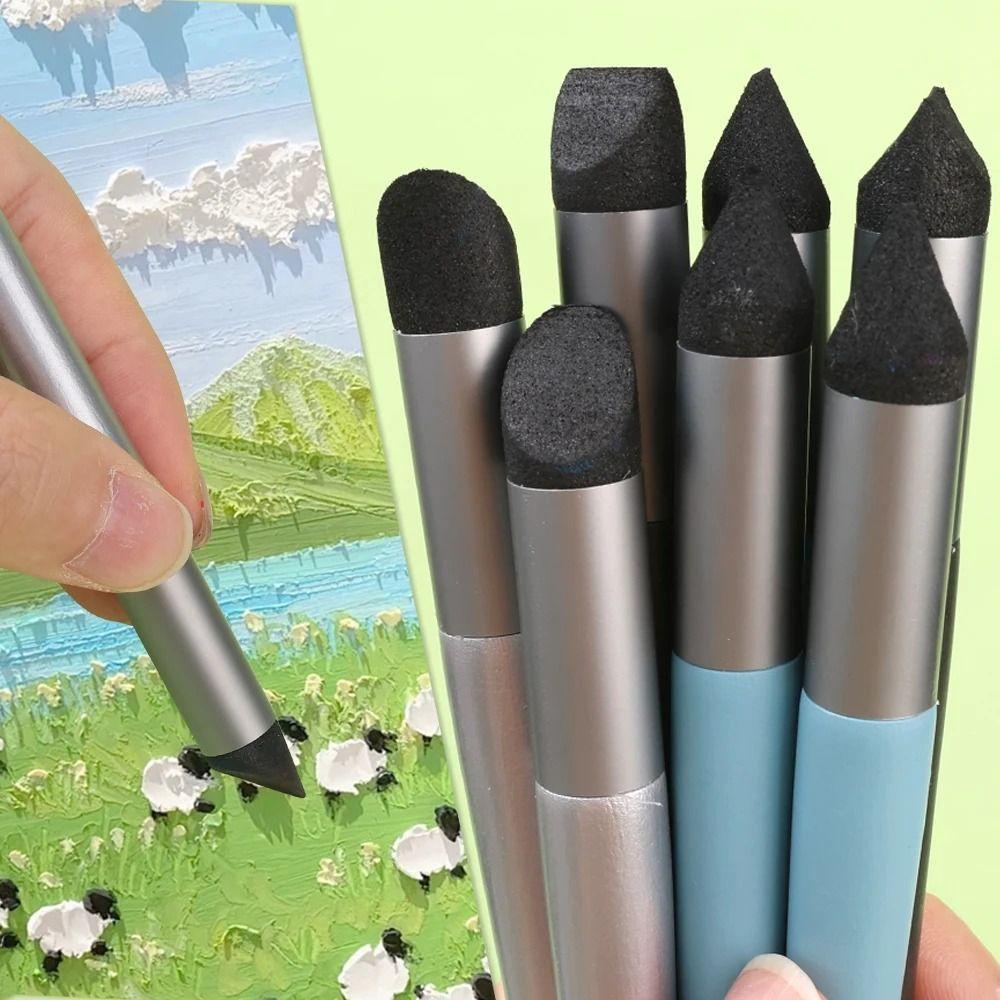 3Pcs Soft Sponge Head Oil Pastel Blending Pen Reusable Washable Paintbrushes Lightweight Wipe Coloring Brush
