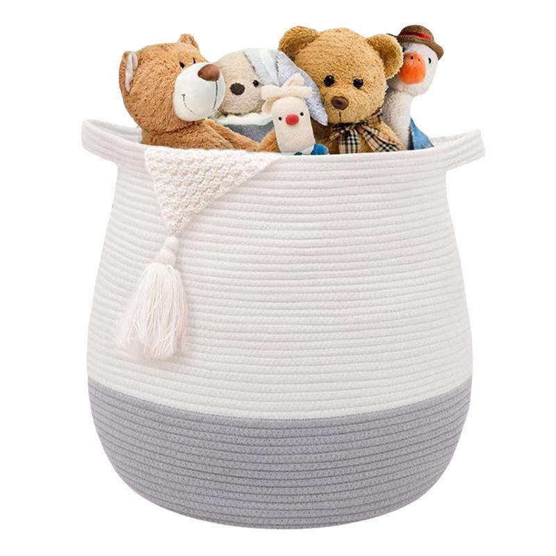 Woven Cotton Rope Storage Basket - Large, Portable Organizer for Snacks, Toys, and Sundries