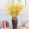 Artificial Orchids Flowers Winter Jasmine Ornament Plastic Branch Simulation Single 5-prong Yellow 94cm Home Decoration
