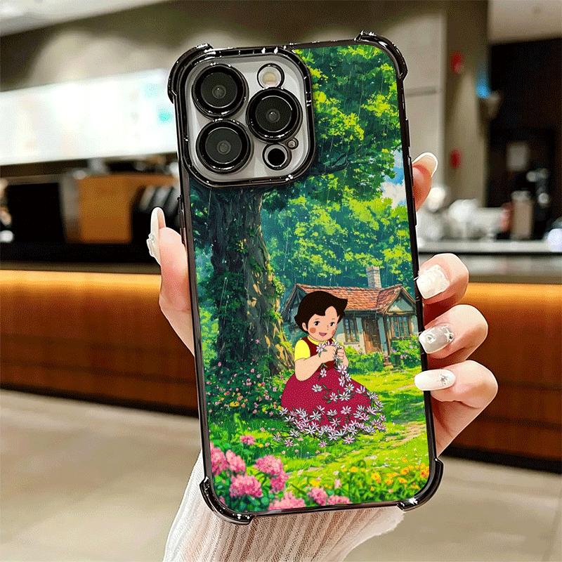 Heidi Cartoon Cute Plating Phone Case For Iphone 16 17 Pro Max Air 16E 14 15 Plus 12 13 Mini Anti-Fall Airabag Cover