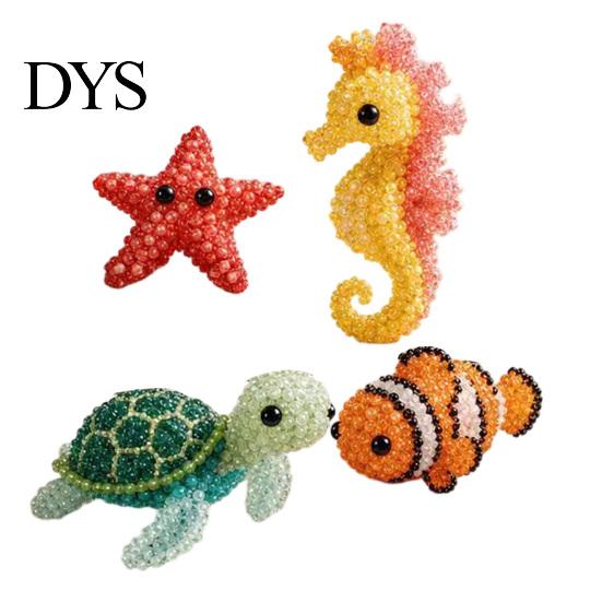 3D Beaded Animal Kit Tiny DIY Kit, Cute Mini Sea Life Beads Embroidery Relaxing Craft Activity Handmade Bead Art Making Set for Adults, Lovers Project