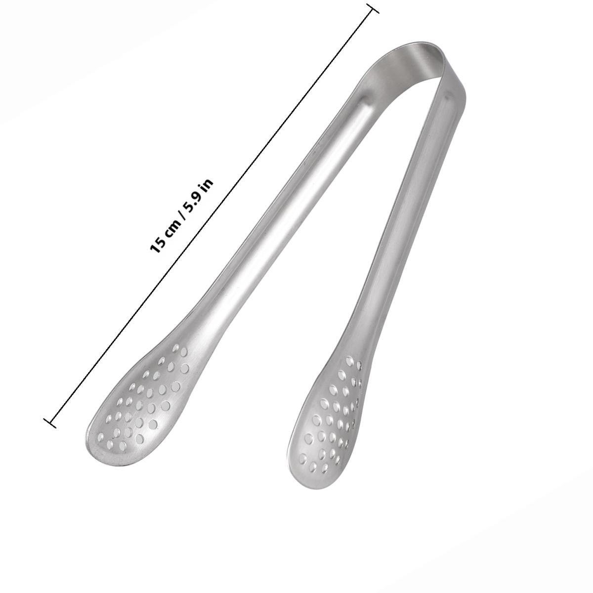 

4 pcs 15Cm Stainless Steel Food Serving Tongs Rustproof For Ice Cube Bread Cheese Meat Clip Kitchen Bar Buffet Outdoor Camping срібний