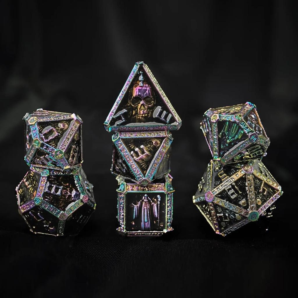 Undead Dice Set Skeleton Head Solid Metal for DND TRPG, Pathfinder, Tabletop Games, TRPG Wizard Evil D20 D12 D10 D8 D6 D4