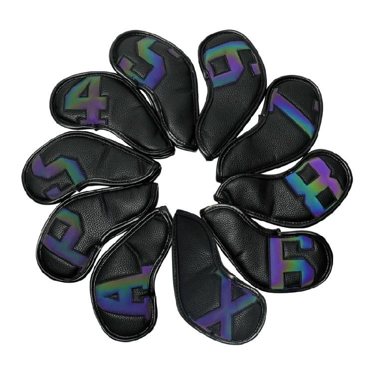 10Pcs PU Leather Waterproofs Golfs Iron Head Cover Golfs Iron Head Protective Cover Golfs Accessories Gifts for Golfers