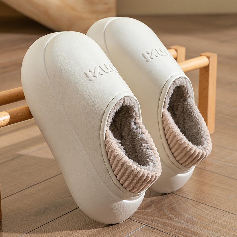 

Cotton slippers thick bottom increases height, winter outer wear cotton slippers women s home indoor velvet waterproof bag and warm 36-37