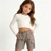 Girls Casual Cargo Shorts with Drawstring Waist Adjustable Fit Multi Pocket Design Lightweight Breathable Fabric Suitable for Everyday Wear