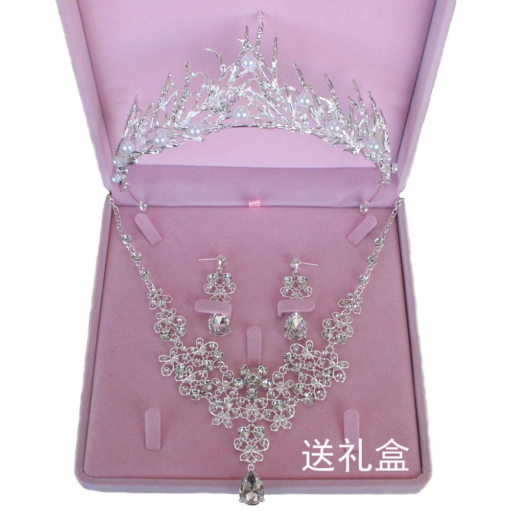 New Bridal Necklace Crown Wedding Accessories Butterfly Set Decorations Three-piece Set