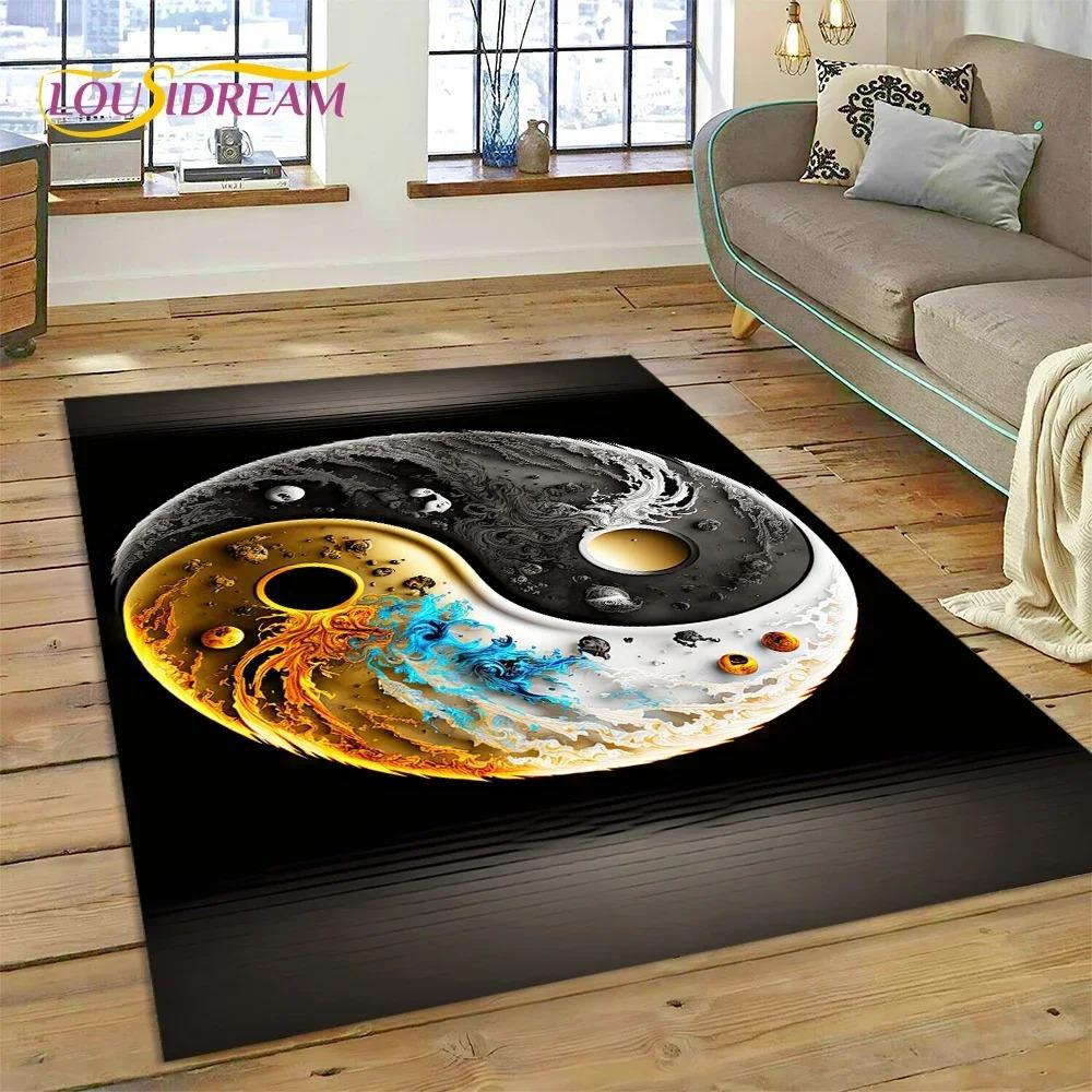 Natur Yin Yang Chinesischer Tai Chi Bagua Teppich für Schlafzimmer Wohnzimmer Zuhause Sofa Dekoration, Kinderspiel Große Dekor Bodenmatte