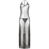 M-3XL Plus Size Women's Silver Mesh Sex Underwear Women's Sexy Perspective Dress, Sex Pajamas