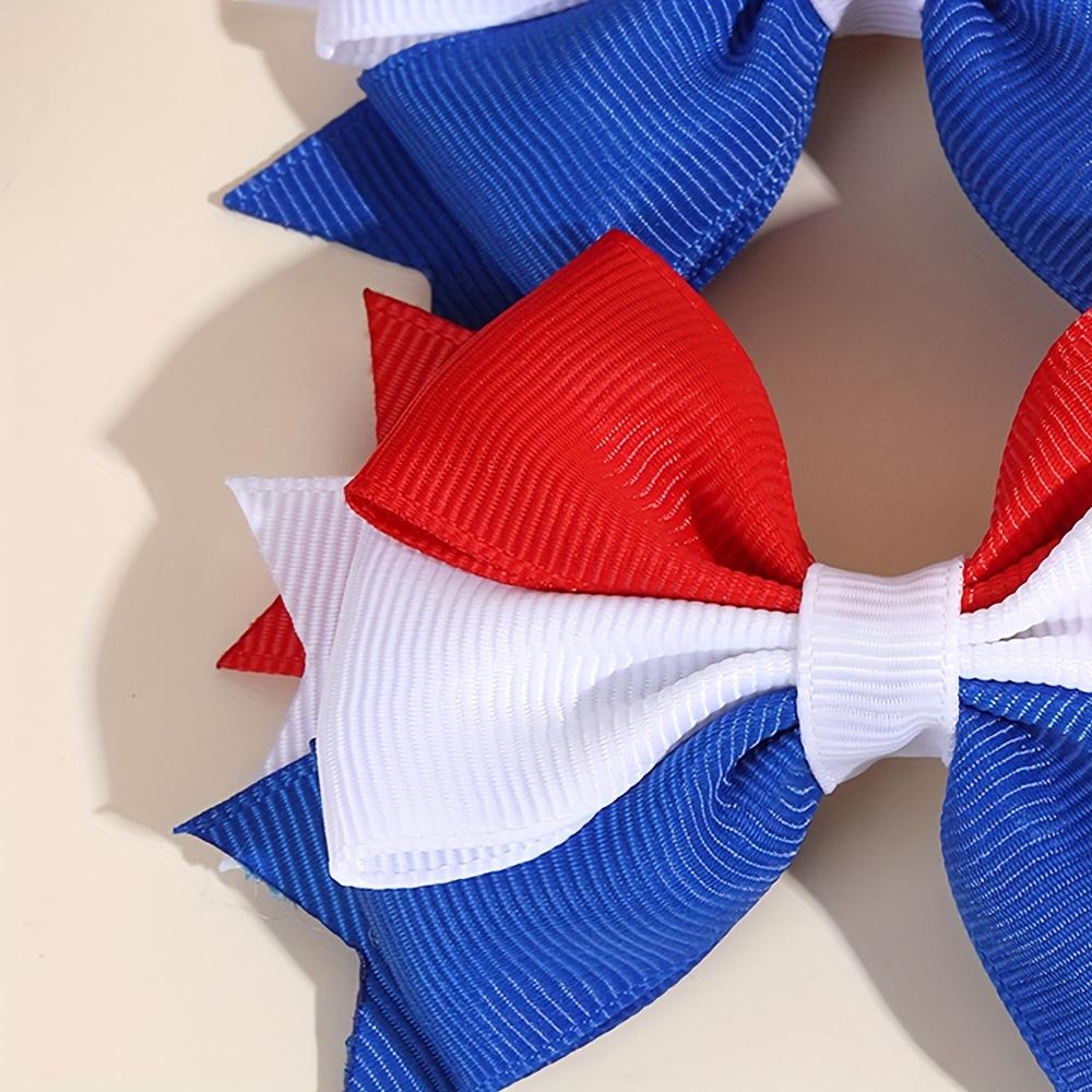 Independence Day Hair Bow Clips Elegant Grosgrain Ribbon Barrettes Fahsionable Hair Accessories National Flag Theme