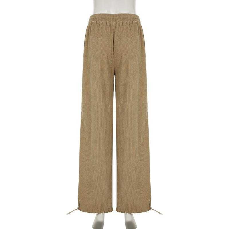 Women's Slim High Solid Color Corduroy High Waist Casual Straight Leg Pants