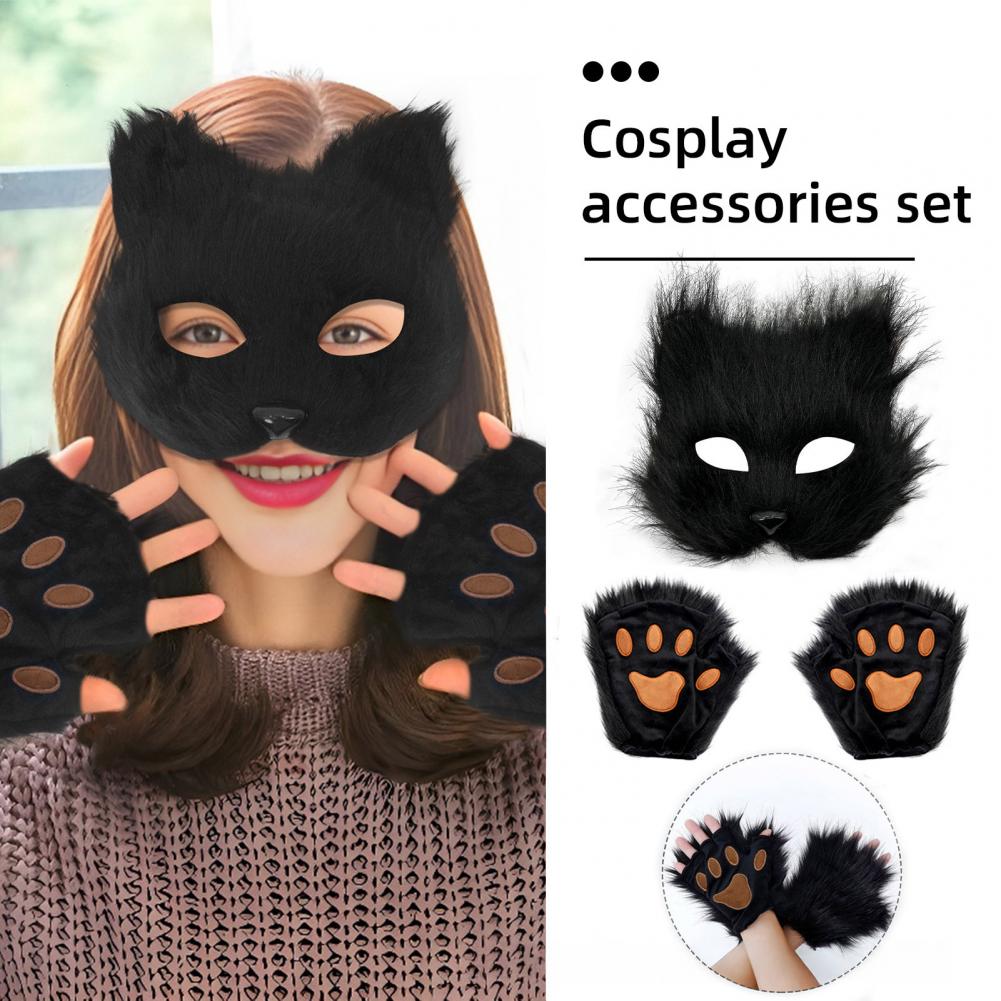 Maschera Fatta a Mano in Pelliccia Sintetica Maschera Volpe Kit Maschera Fatta a Mano in Pelliccia Sintetica Gatto Volpe per Festa di Halloween Cosplay Therian