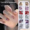 12-Grid Mini Nail Art Rhinestones, Colorful Irregular Champagne Crystals, Super Flash Flatback Nail Accessories.