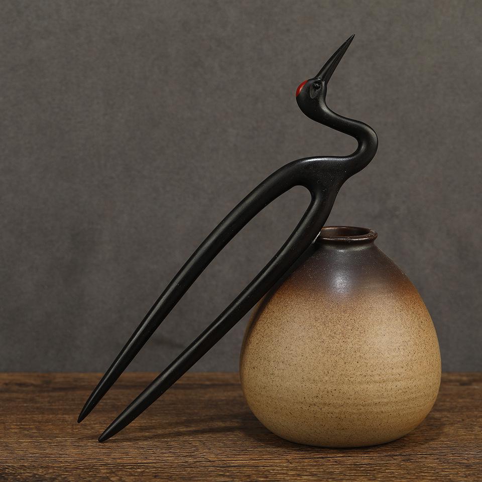 Elegantná zlatá sponka do vlasov z hodvábu a santalového dreva - Čínsky retro štýl vlasového doplnku